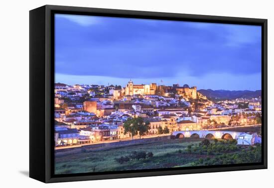 Old Cathedral and Castle at Dusk, Silves, Western Algarve, Algarve, Portugal, Europe-Neil Farrin-Framed Premier Image Canvas