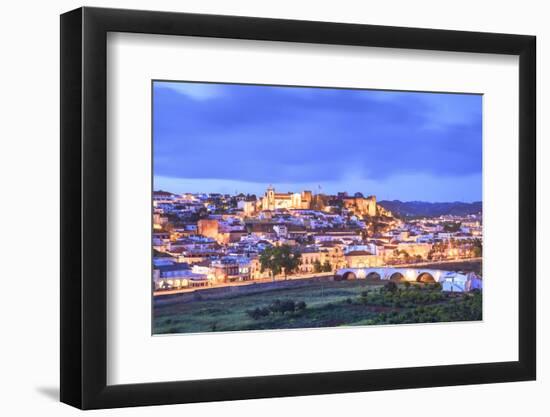 Old Cathedral and Castle at Dusk, Silves, Western Algarve, Algarve, Portugal, Europe-Neil Farrin-Framed Photographic Print