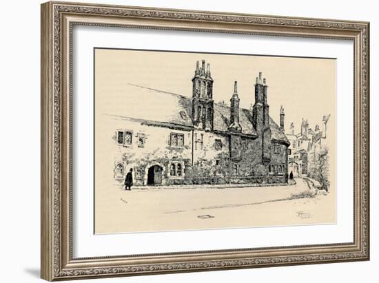 'Old Charterhouse: Exterior Façade of Washhouse Court, with the Inner Gateway', 1886-Joseph Pennell-Framed Giclee Print