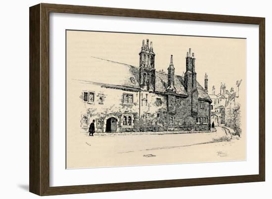 'Old Charterhouse: Exterior Façade of Washhouse Court, with the Inner Gateway', 1886-Joseph Pennell-Framed Giclee Print