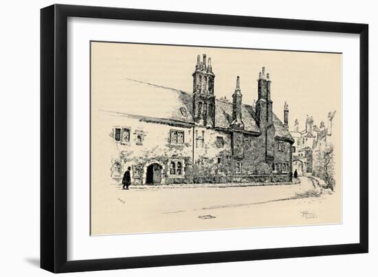 'Old Charterhouse: Exterior Façade of Washhouse Court, with the Inner Gateway', 1886-Joseph Pennell-Framed Giclee Print