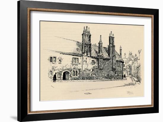 'Old Charterhouse: Exterior Façade of Washhouse Court, with the Inner Gateway', 1886-Joseph Pennell-Framed Giclee Print