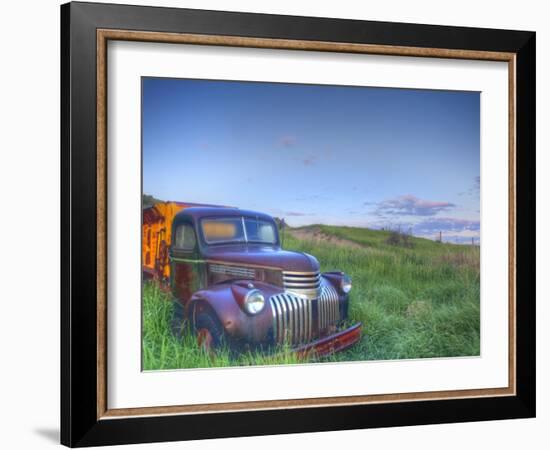 Old Chevy Truck in the Little Missouri National Grasslands, North Dakota, USA-Chuck Haney-Framed Photographic Print