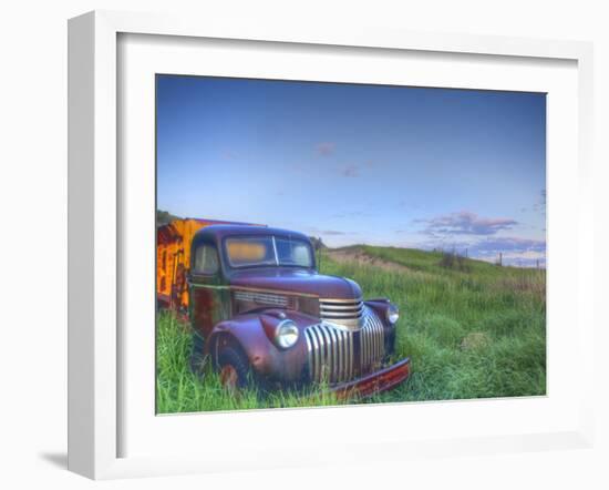 Old Chevy Truck in the Little Missouri National Grasslands, North Dakota, USA-Chuck Haney-Framed Photographic Print