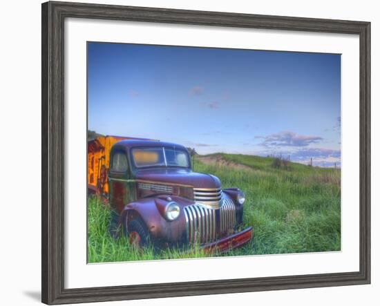 Old Chevy Truck in the Little Missouri National Grasslands, North Dakota, USA-Chuck Haney-Framed Photographic Print