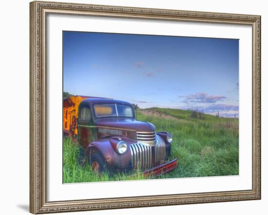 Old Chevy Truck in the Little Missouri National Grasslands, North Dakota, USA-Chuck Haney-Framed Photographic Print