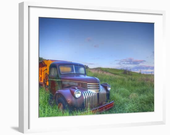 Old Chevy Truck in the Little Missouri National Grasslands, North Dakota, USA-Chuck Haney-Framed Photographic Print