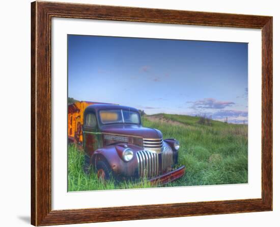 Old Chevy Truck in the Little Missouri National Grasslands, North Dakota, USA-Chuck Haney-Framed Photographic Print