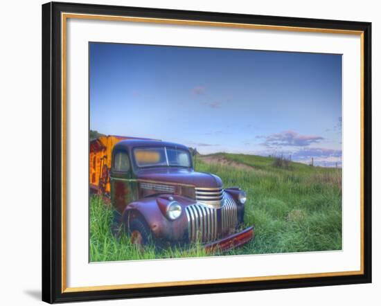 Old Chevy Truck in the Little Missouri National Grasslands, North Dakota, USA-Chuck Haney-Framed Photographic Print