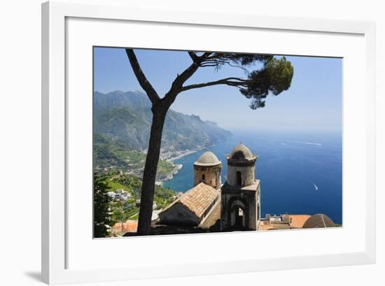 Old Church with Amalfi Coast Vista, Italy-George Oze-Framed Photographic Print