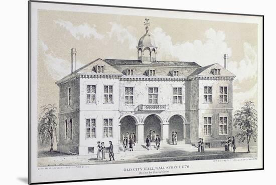 Old City Hall, New York, in 1776, from 'Valentine's Manual', Engraved by George Hayward, 1856-David Grim-Mounted Giclee Print