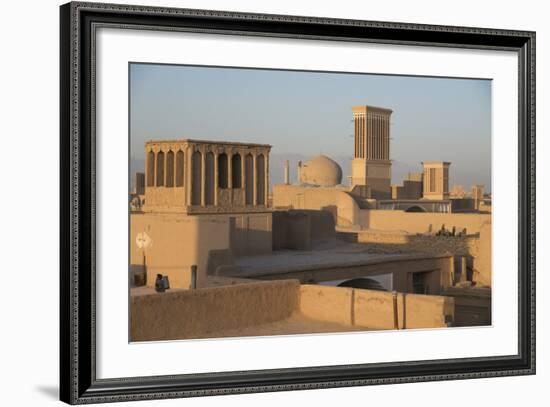 Old City Skyline with Bagdirs Windtowers, Yazd, Iran, Western Asia-Eitan Simanor-Framed Photographic Print