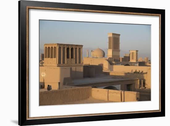 Old City Skyline with Bagdirs Windtowers, Yazd, Iran, Western Asia-Eitan Simanor-Framed Photographic Print