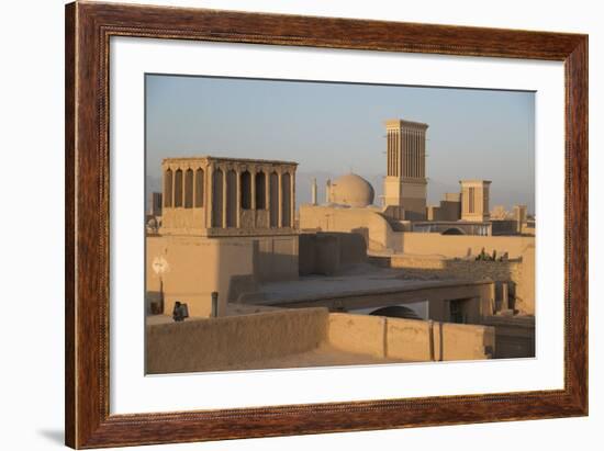 Old City Skyline with Bagdirs Windtowers, Yazd, Iran, Western Asia-Eitan Simanor-Framed Photographic Print