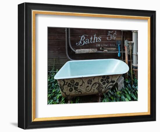 Old clawfoot bathtub in Chinese American Town, Locke, Sacramento�San Joaqui-null-Framed Photographic Print