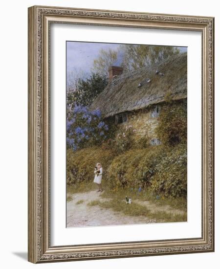 Old Cottage at Freshwater, Isle of Wight (Watercolour with Scratching Out)-Helen Allingham-Framed Giclee Print