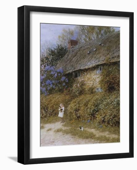 Old Cottage at Freshwater, Isle of Wight (Watercolour with Scratching Out)-Helen Allingham-Framed Giclee Print