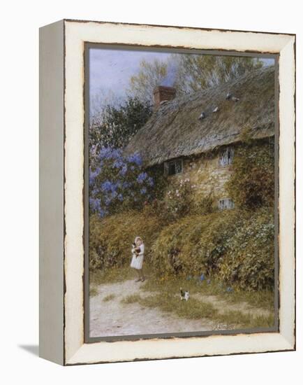 Old Cottage at Freshwater, Isle of Wight (Watercolour with Scratching Out)-Helen Allingham-Framed Premier Image Canvas