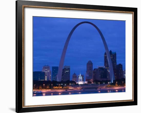 Old Courthouse and Gateway Arch Area along Mississippi River, St. Louis, Missouri, USA-Walter Bibikow-Framed Photographic Print