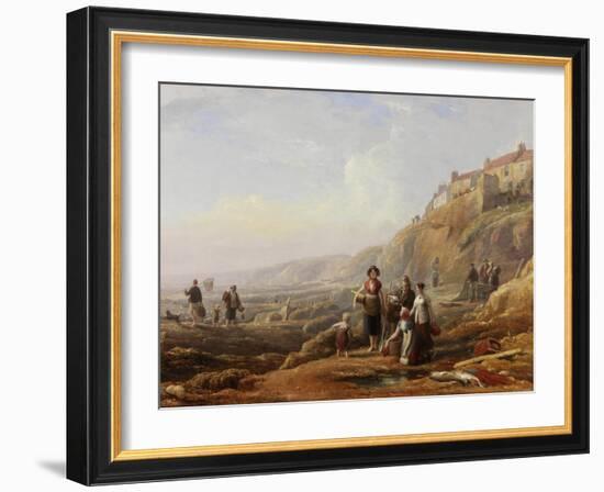 Old Cullercoats, Spate Gatherers-Henry Perlee Parker-Framed Giclee Print