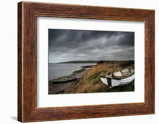 Old Decayed Rowing Boats on Shore of Lake with Stormy Sky Overhead-Veneratio-Framed Photographic Print