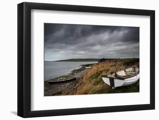 Old Decayed Rowing Boats on Shore of Lake with Stormy Sky Overhead-Veneratio-Framed Photographic Print