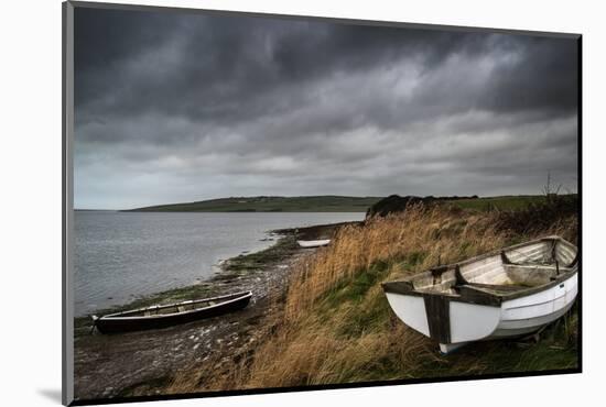 Old Decayed Rowing Boats on Shore of Lake with Stormy Sky Overhead-Veneratio-Mounted Photographic Print