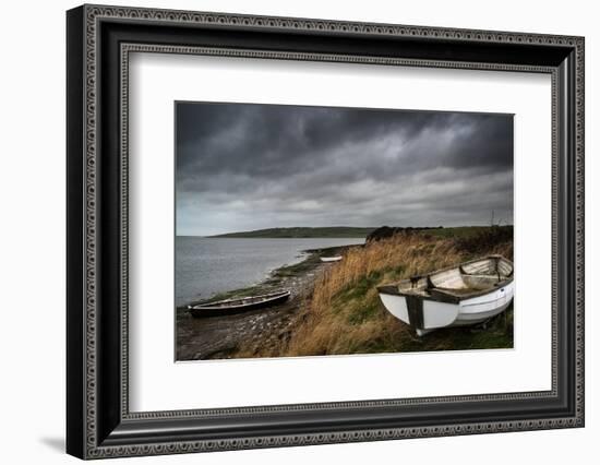 Old Decayed Rowing Boats on Shore of Lake with Stormy Sky Overhead-Veneratio-Framed Photographic Print