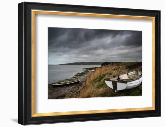 Old Decayed Rowing Boats on Shore of Lake with Stormy Sky Overhead-Veneratio-Framed Photographic Print