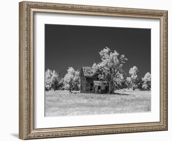 Old deserted farm house with plow-Michael Scheufler-Framed Photographic Print