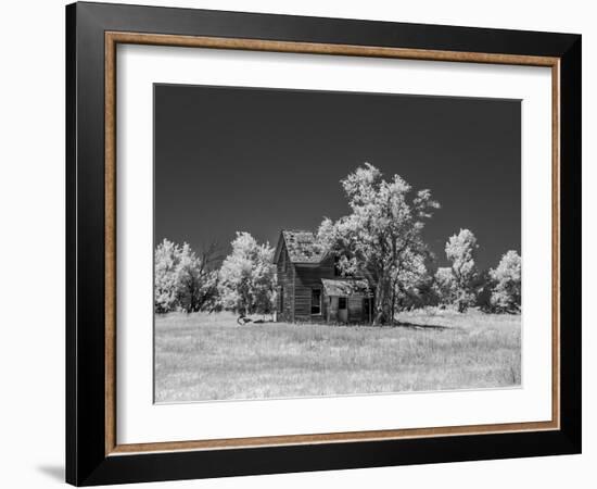 Old deserted farm house with plow-Michael Scheufler-Framed Photographic Print