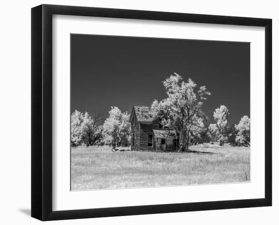 Old deserted farm house with plow-Michael Scheufler-Framed Photographic Print