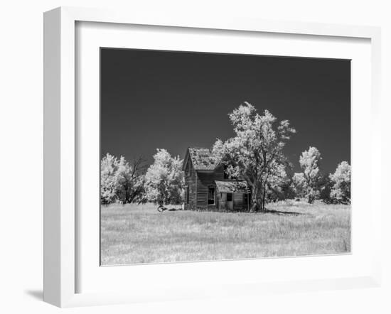 Old deserted farm house with plow-Michael Scheufler-Framed Photographic Print