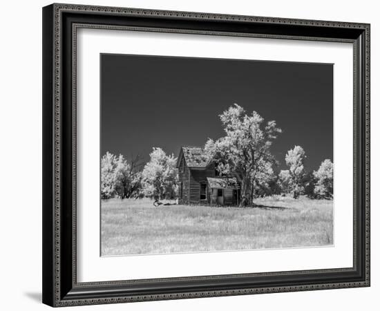 Old deserted farm house with plow-Michael Scheufler-Framed Photographic Print