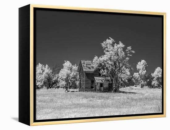 Old deserted farm house with plow-Michael Scheufler-Framed Premier Image Canvas