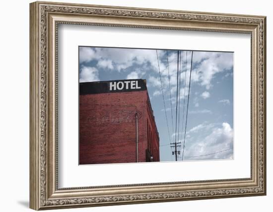 Old Dilapidated Brick Motel with Cloudy Sky-J D S-Framed Photographic Print