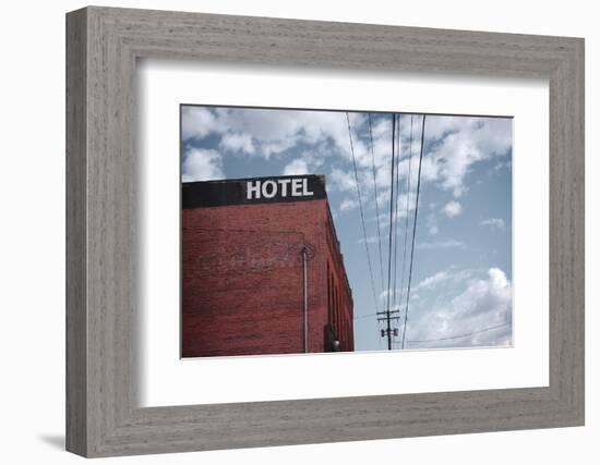 Old Dilapidated Brick Motel with Cloudy Sky-J D S-Framed Photographic Print
