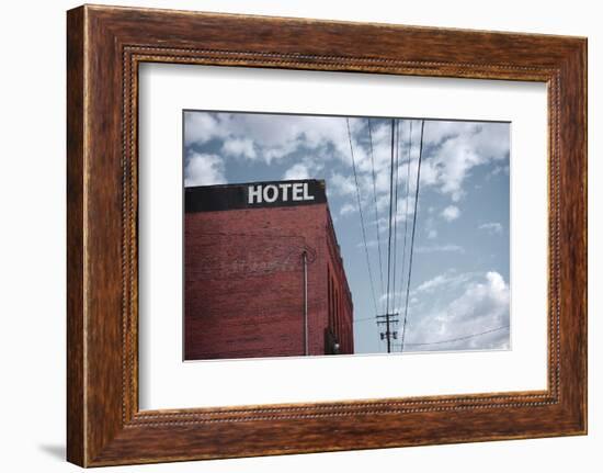 Old Dilapidated Brick Motel with Cloudy Sky-J D S-Framed Photographic Print