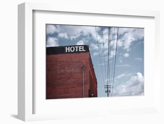 Old Dilapidated Brick Motel with Cloudy Sky-J D S-Framed Photographic Print