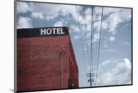 Old Dilapidated Brick Motel with Cloudy Sky-J D S-Mounted Photographic Print