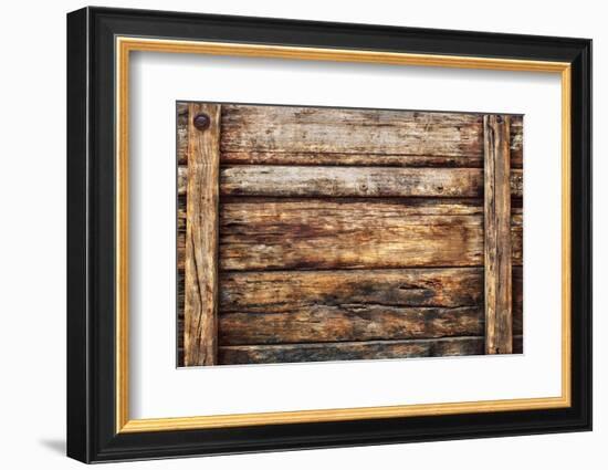 Old Dirty Wood Broad Panel Used as Grunge Textured Background Backdrop and Nature Bark Wooden Wall-khunaspix-Framed Photographic Print