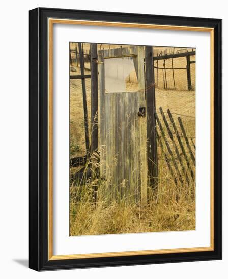 Old Door in Homestead Fence, Montana, USA-Nancy Rotenberg-Framed Photographic Print