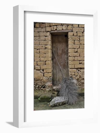 Old Doorway, Traditional Village of Xingping with Broom in Front-Darrell Gulin-Framed Photographic Print