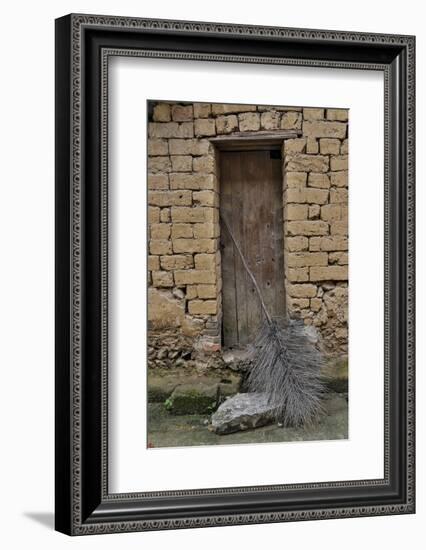 Old Doorway, Traditional Village of Xingping with Broom in Front-Darrell Gulin-Framed Photographic Print