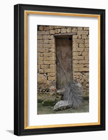 Old Doorway, Traditional Village of Xingping with Broom in Front-Darrell Gulin-Framed Photographic Print