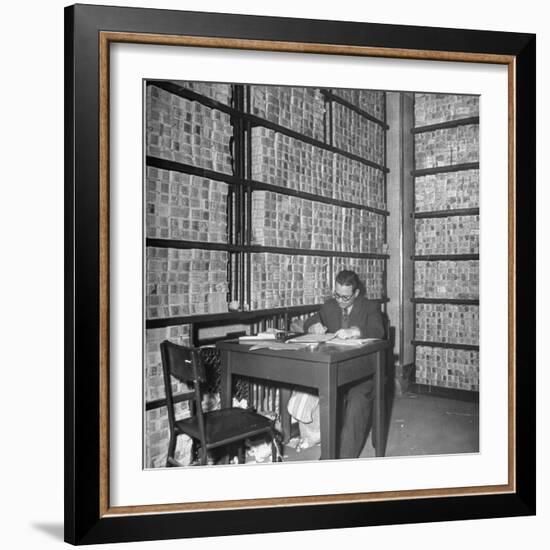 Old Drachmas Being Stored in the Basement of the Bank of Greece-Dmitri Kessel-Framed Photographic Print