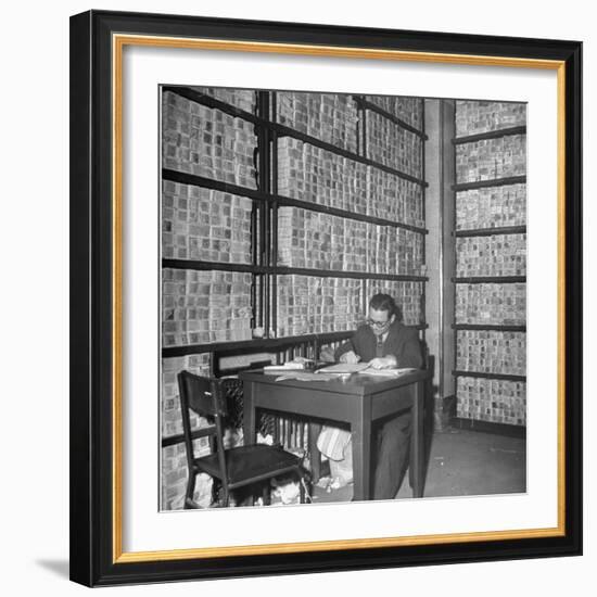 Old Drachmas Being Stored in the Basement of the Bank of Greece-Dmitri Kessel-Framed Photographic Print