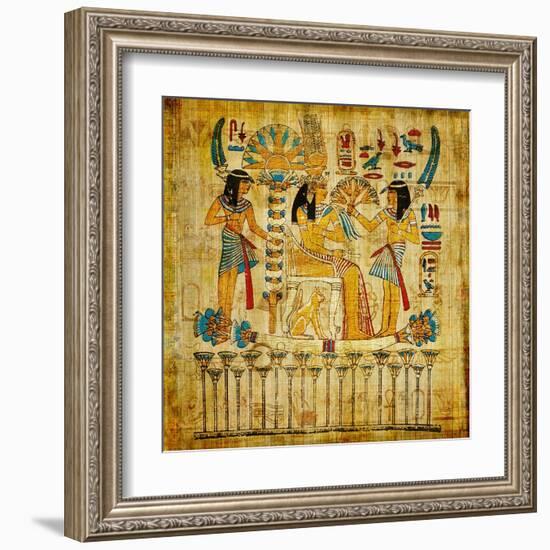 Old Egyptian Papyrus-Maugli-l-Framed Art Print