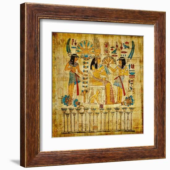 Old Egyptian Papyrus-Maugli-l-Framed Art Print