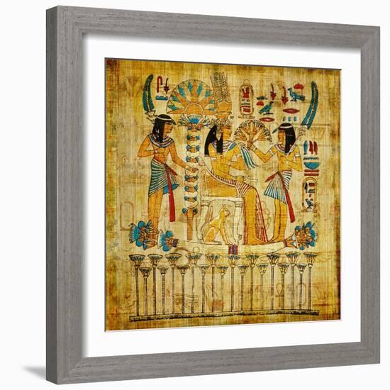 Old Egyptian Papyrus-Maugli-l-Framed Art Print